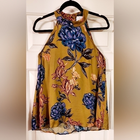 STACCATO Mustard Color Sleeveless Floral Top Size S - Picture 1 of 3